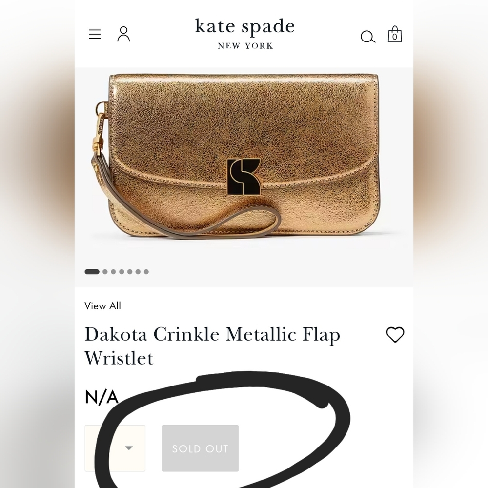 Kate Spade Dakota Crinkle Wristlet Metallic Gold NEW - Picture 2 of 12